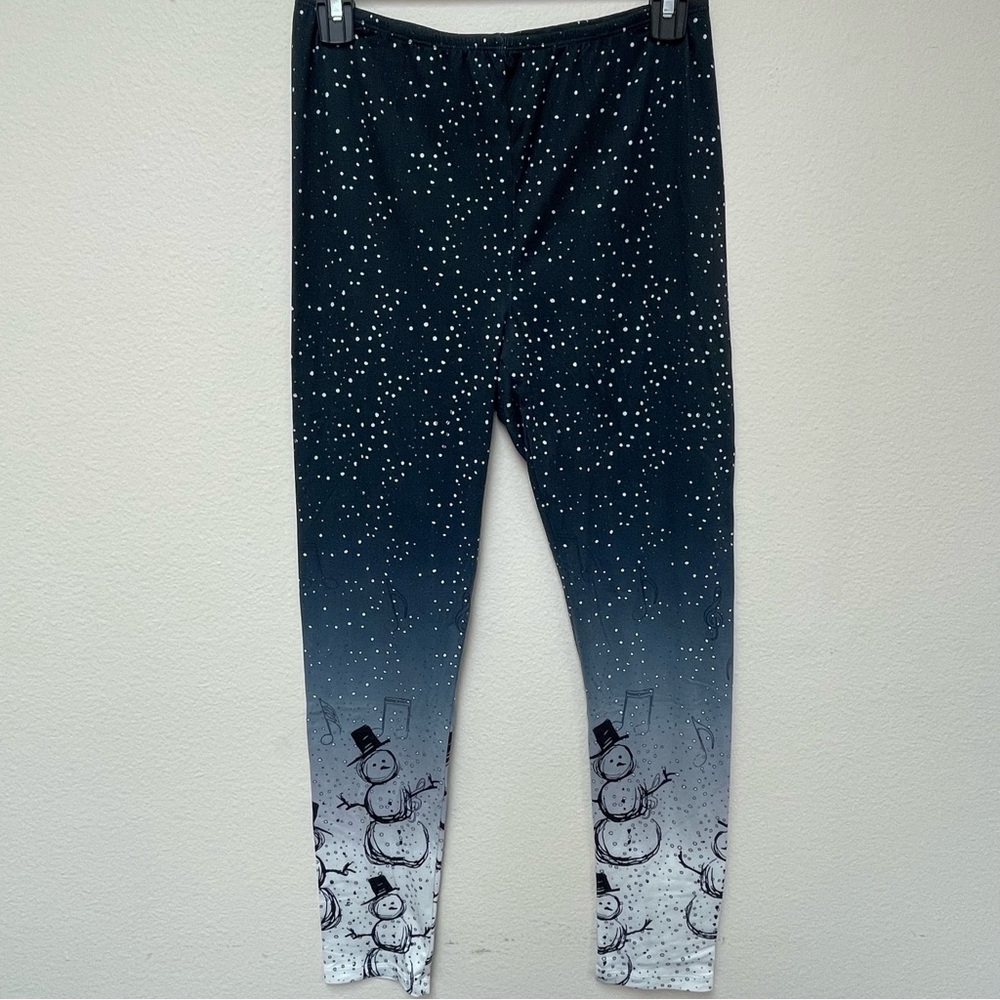 VENUS Snowman Leggings - Black, Gray & White, Medium